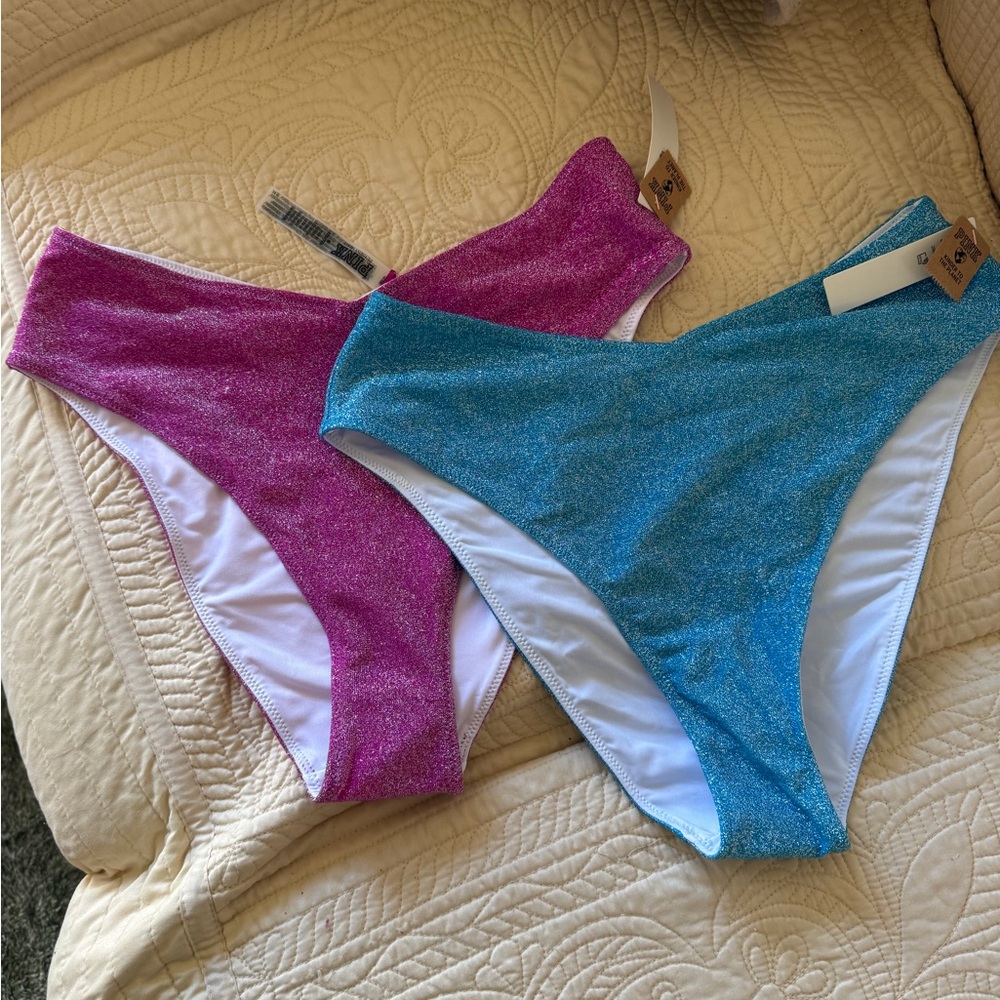 PINK Victoria's Secret Sparkly Pink and Blue Panties